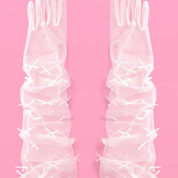 Mini Satin Bow Opera Gloves - Picture 3 of 7